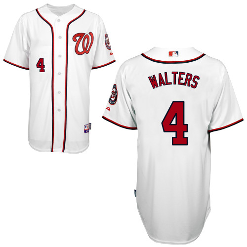 Zach Walters #4 MLB Jersey-Washington Nationals Men's Authentic Home White Cool Base Baseball Jersey